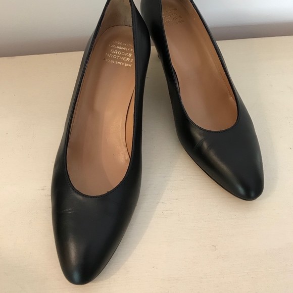 BROOKS BROTHERS BLACK CALF LEATHER HEELS NWOT - Picture 8 of 8
